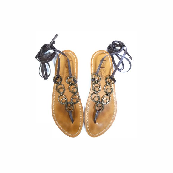 K. Jacques Sandals Chain Ankle Wrap Sandals - Picture 1 of 10